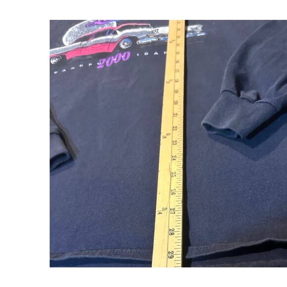 Vintage Lost in the 50s T Shirt Mens XL Navy Hot Rod Y2K Idaho Long Sleeve - Picture 4 of 4